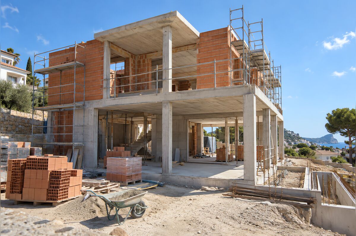 Vivienda unifamiliar con una segunda planta en construcción sobre la estructura existente